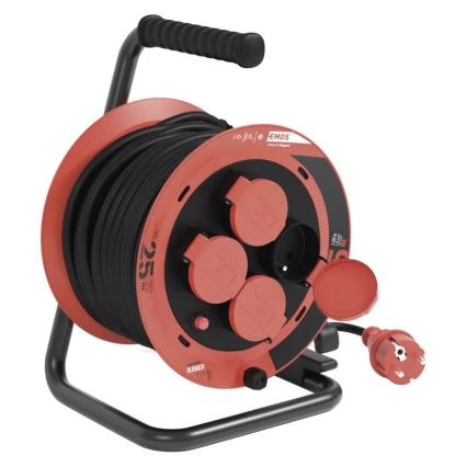 Extensão de cabo com 4 tomadas 25m IP44 vermelho