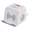 Extensão de cabo com carregamento sem fio QI 2Z + 2x USB-A + 1x USB-C 2m branco