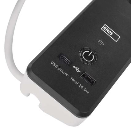 Extensão inteligente com interruptor GoSmart 4 tomadas + 1x USB-A + 1x USB-C 2 m Wi-Fi Tuya