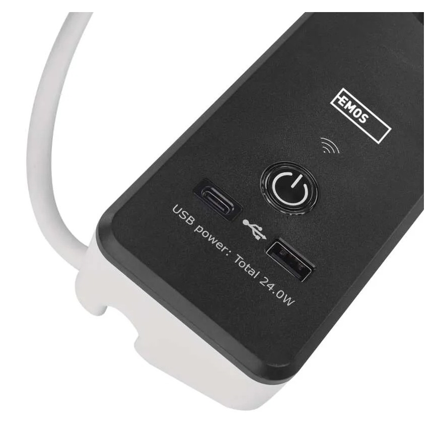 Extensão inteligente com interruptor GoSmart 4 tomadas + 1x USB-A + 1x USB-C 2 m Wi-Fi Tuya