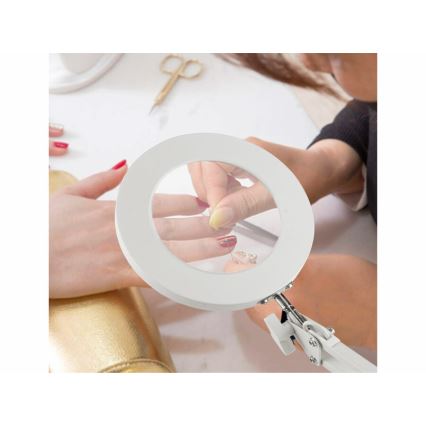 Extol - Candeeiro de mesa LED com regulação e lupa LED/8W/5V 2900/4500/7500K branco