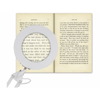 Extol - Candeeiro de mesa LED com regulação e lupa LED/8W/5V 2900/4500/7500K branco