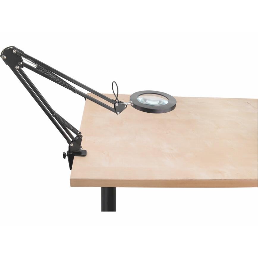 Extol - Candeeiro de mesa LED com regulação e lupa LED/8W/5V 2900/4500/7500K preto