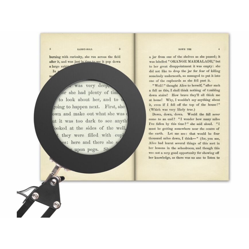 Extol - Candeeiro de mesa LED com regulação e lupa LED/8W/5V 2900/4500/7500K preto