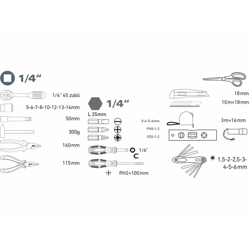 Extol - Conjunto de ferramentas 47 pcs