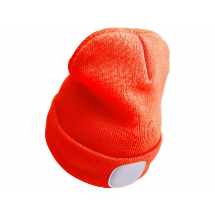 Extol - Gorro com lanterna frontal recarregável por USB 250 mAh, laranja neon, tamanho único