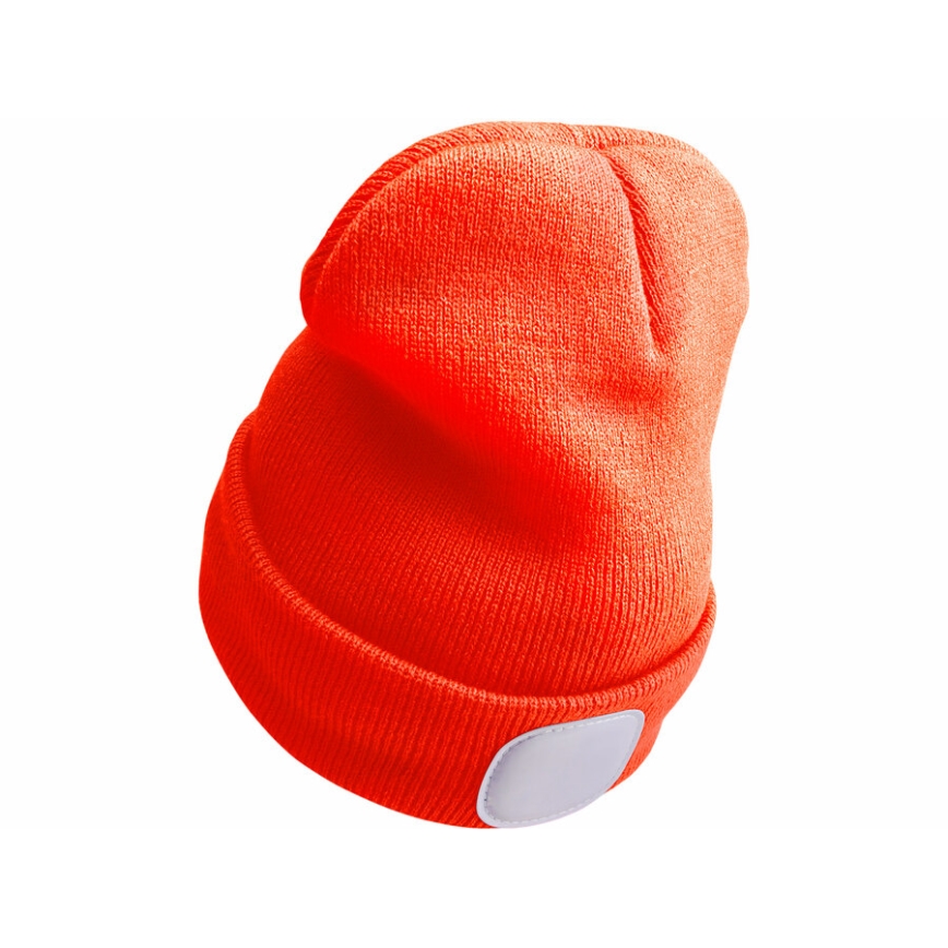Extol - Gorro com lanterna frontal recarregável por USB 250 mAh, laranja neon, tamanho único