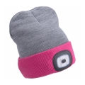 Extol - Gorro com lanterna frontal recarregável por USB 300 mAh cinzento/rosa tam. ÚNICO