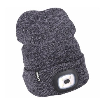 Extol - Gorro com lanterna frontal recarregável por USB 300 mAh, cinzento, tamanho único