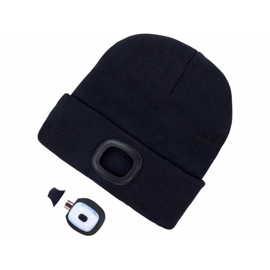 Extol - Gorro com lanterna frontal recarregável por USB 300 mAh, preto, tam. único