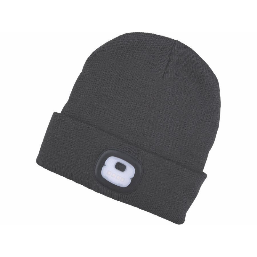 Extol - Gorro com lanterna frontal recarregável por USB, bateria 250 mAh, cinzento escuro, tam. ÚNICO