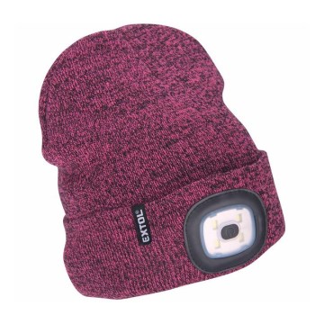 Extol - Gorro com lanterna frontal recarregável por USB, bateria 300 mAh, roxo, tamanho único