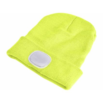 Extol - Gorro com lanterna frontal recarregável via USB 300 mAh, amarelo néon, tam. ÚNICO