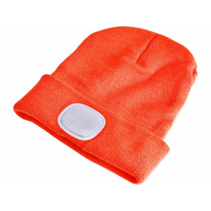 Extol - Gorro com uma lanterna de cabeça e carregador USB 250 mAh laranja neon tamanho UNI