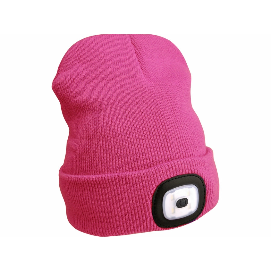 Extol - Gorro com uma lanterna de cabeça e carregador USB 300 mAh cinzento/rosa tamanho UNI