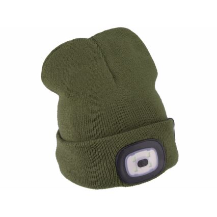 Extol - Gorro com uma lanterna de cabeça e carregador USB 300 mAh laranja neon/verde tamanho UNI