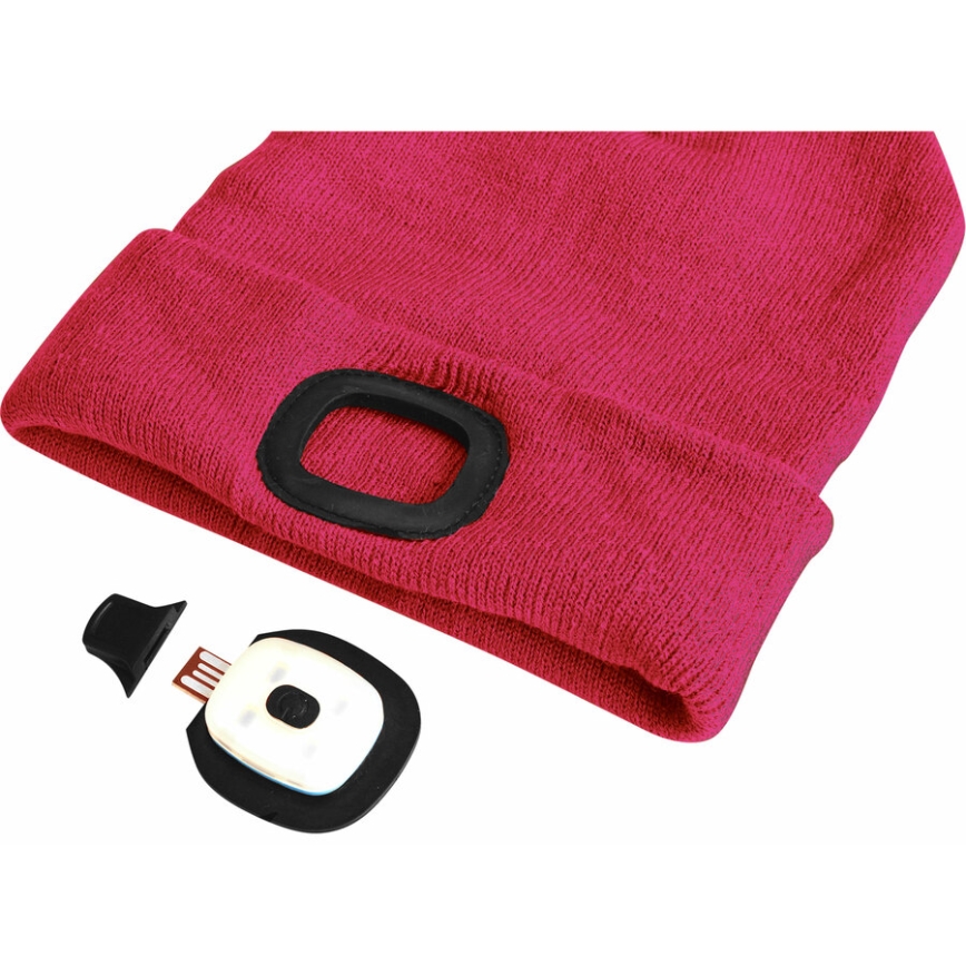 Extol - Gorro com uma lanterna de cabeça e carregador USB 300 mAh rosa tamanho UNI
