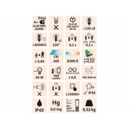 Extol - Iluminação de parede exterior LED com sensor LED/15W/230V IP65