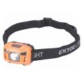 Extol - Lanterna de cabeça LED com sensor LED/3W/1200 mAh/3,7V laranja/preto