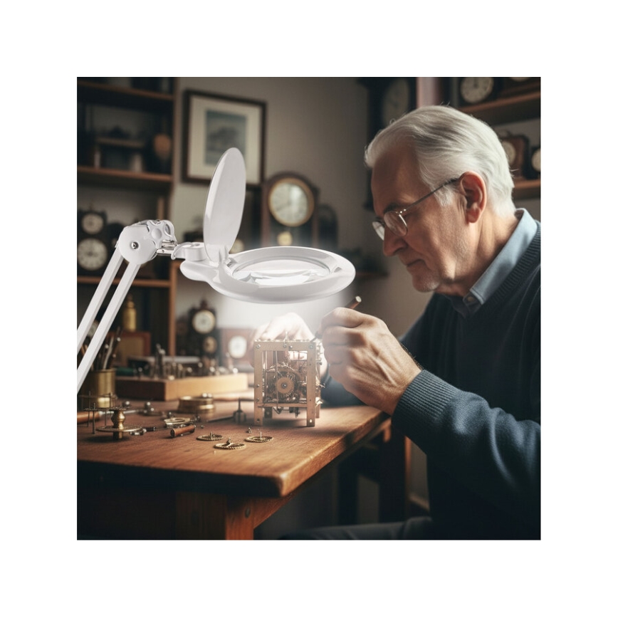 Extol - LED Lâmpada de mesa regulável com lupa LED/10W/230V branca