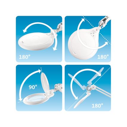 Extol - LED Lâmpada de mesa regulável com lupa LED/10W/230V branca