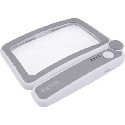Extol - Lupa dobrável recarregável com iluminação LED dimerizável / 650 mAh / branca/cinzenta