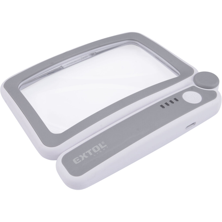 Extol - Lupa dobrável recarregável com iluminação LED dimerizável / 650 mAh / branca/cinzenta