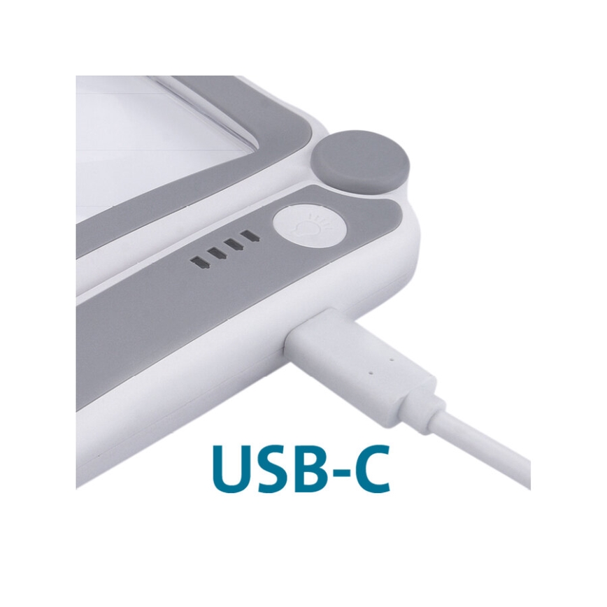 Extol - Lupa dobrável recarregável com iluminação LED dimerizável / 650 mAh / branca/cinzenta