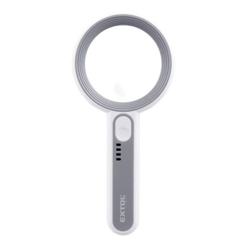 Extol - Lupa recarregável com iluminação LED dimerizável/650 mAh branca/cinzenta