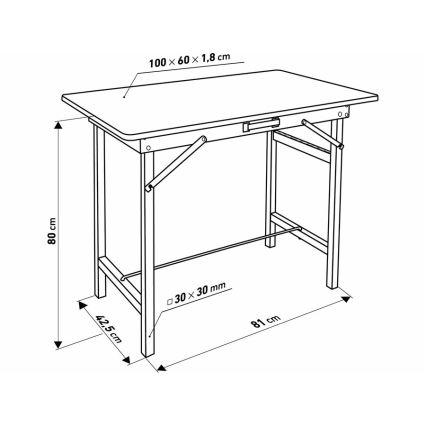 Extol - Mesa de trabalho dobrável 100x60 cm castanho/preto