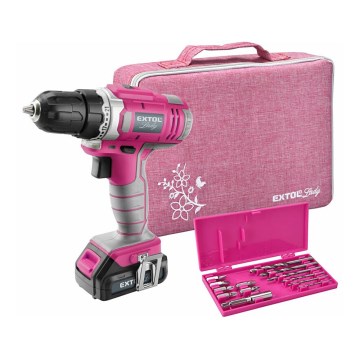 Extol - Parafusadeira a bateria 1300 mAh 12V rosa