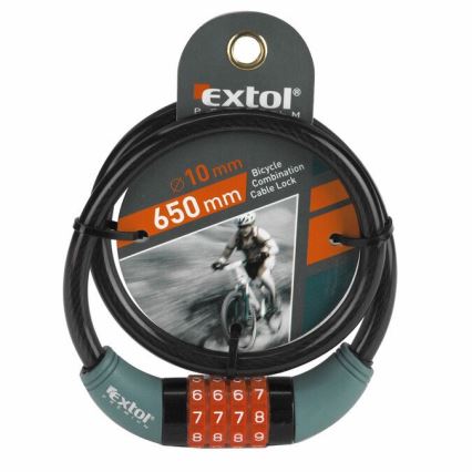 Extol Premium - Cadeado de bicicleta com corrente 10x650 mm e um código de quatro dígitos