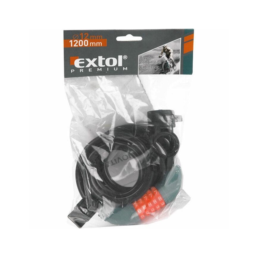 Extol Premium - Cadeado para bicicleta com cabo 12x1200 mm e código de cinco dígitos