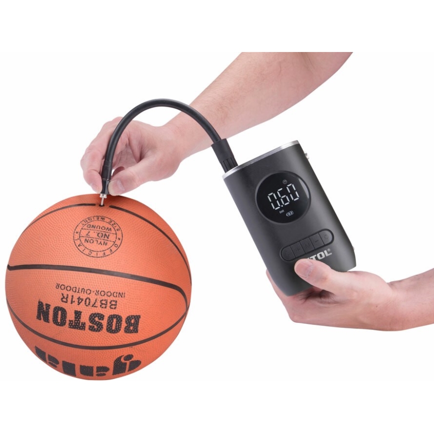 Extol Premium - Compressor de bolso digital 4000 mAh 7,4V preto