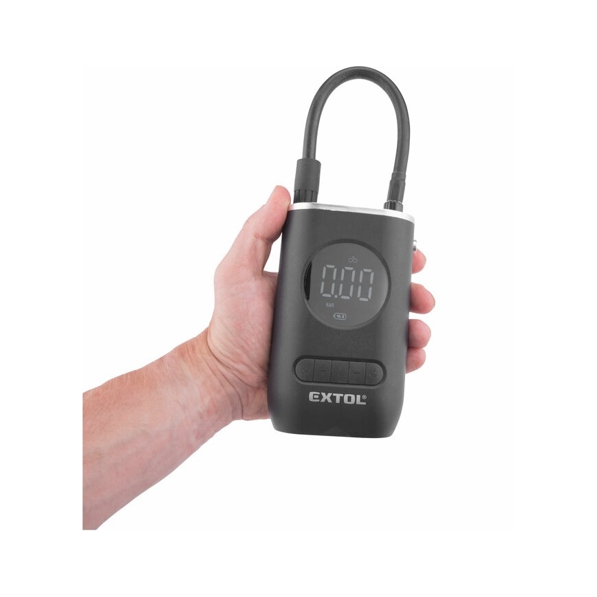 Extol Premium - Compressor de bolso digital 4000 mAh 7,4V preto
