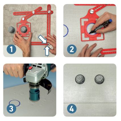 Extol Premium - Modelo metálico para transferência de ângulos e posições com um localizador