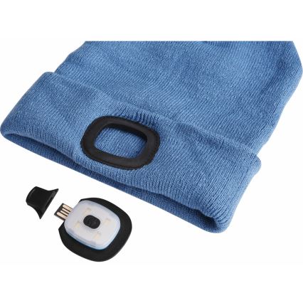 Extol - Touca com lanterna frontal, bateria 300 mAh recarregável por USB, azul, tamanho único