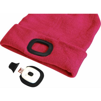 Extol - Touca com lanterna frontal recarregável por USB 300 mAh, rosa, tamanho único