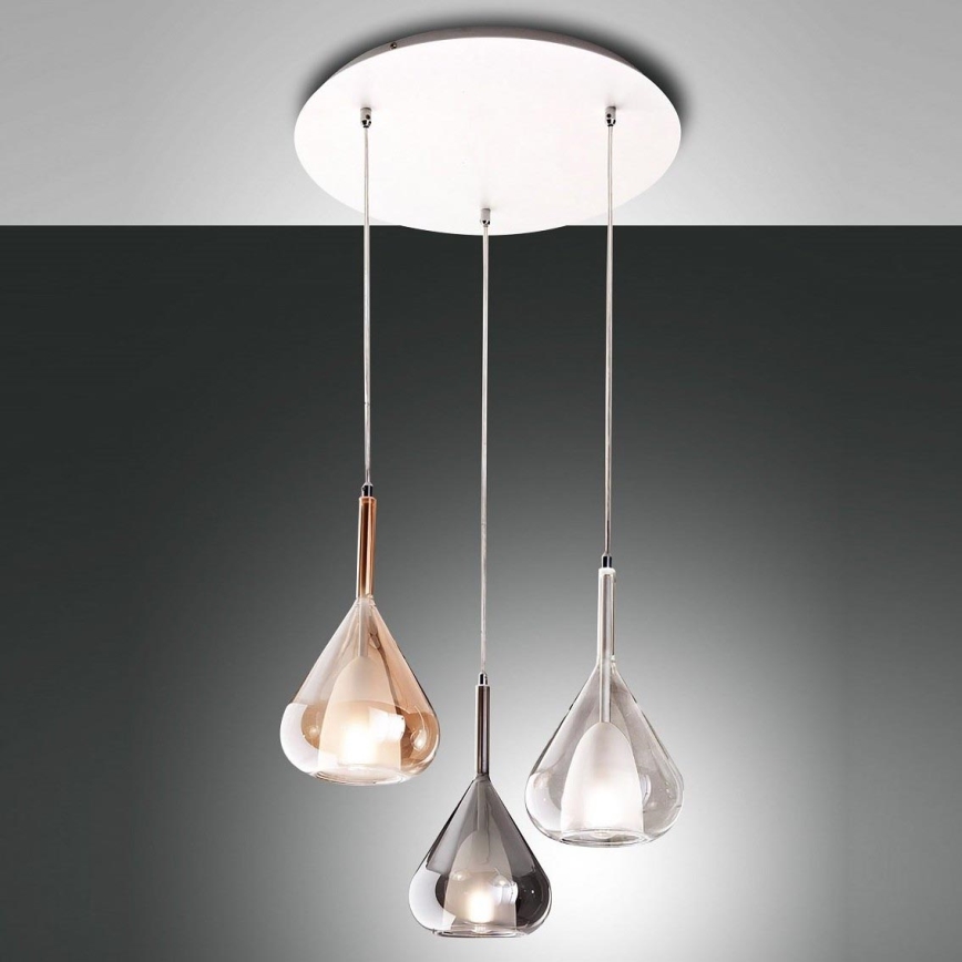 Fabas Luce 3481-47-297 - Candelabro suspenso LILA 3xE27/40W/230V dourada/cinzento/transparente