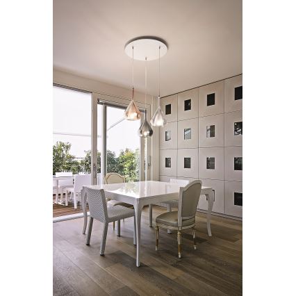 Fabas Luce 3481-47-297 - Candelabro suspenso LILA 3xE27/40W/230V dourada/cinzento/transparente