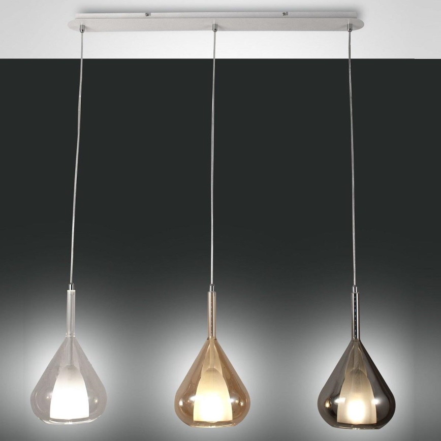 Fabas Luce 3481-48-297 - Candelabro suspenso LILA 3xE27/40W/230V transparente/dourada/cinzento