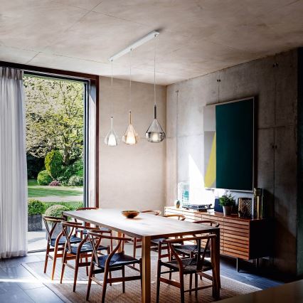 Fabas Luce 3481-48-297 - Candelabro suspenso LILA 3xE27/40W/230V transparente/dourada/cinzento