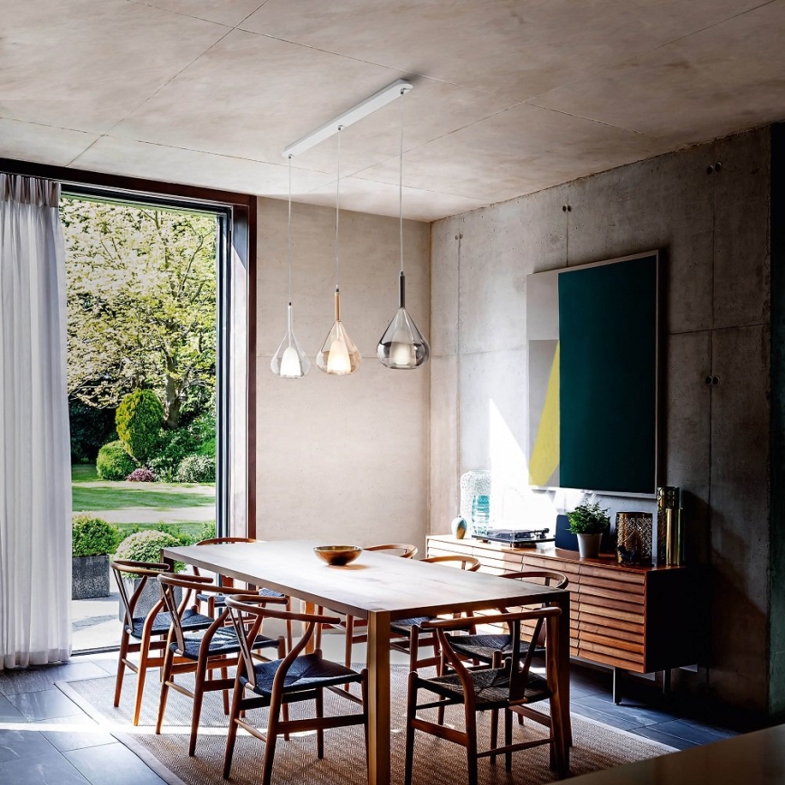 Fabas Luce 3481-48-297 - Candelabro suspenso LILA 3xE27/40W/230V transparente/dourada/cinzento