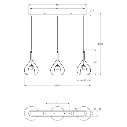 Fabas Luce 3481-48-297 - Candelabro suspenso LILA 3xE27/40W/230V transparente/dourada/cinzento