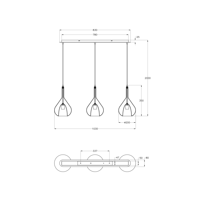 Fabas Luce 3481-48-297 - Candelabro suspenso LILA 3xE27/40W/230V transparente/dourada/cinzento