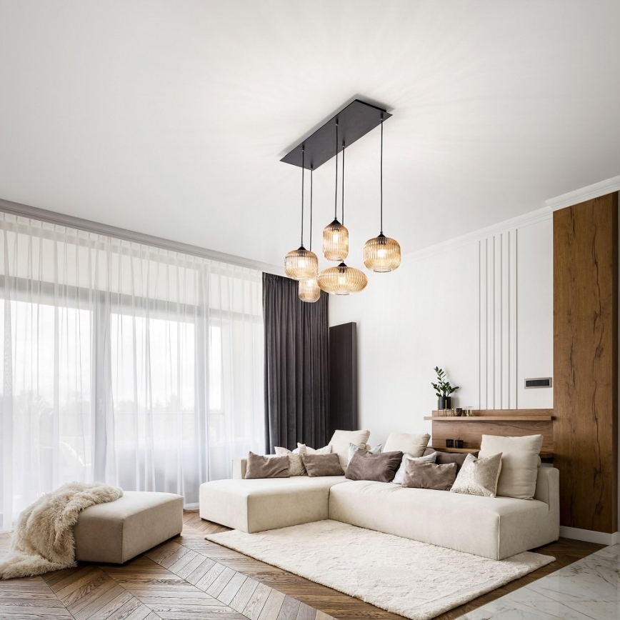 Fabas Luce 3627-48-125 - Candelabro suspenso GILLIS 5xE27/40W/230V dourada/preto