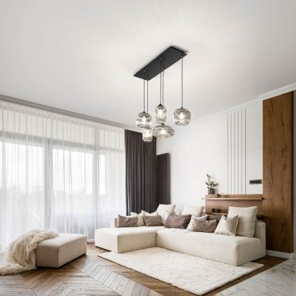 Fabas Luce 3627-48-126 - Candelabro suspenso GILLIS 5xE27/40W/230V cinzento/preto