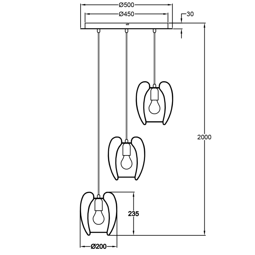 Fabas Luce 3677-47-101 - Candelabro suspenso CAMP 3xE27/40W/230V preto
