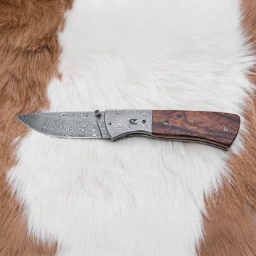 Faca Damasco dobrável 8 cm ironwood