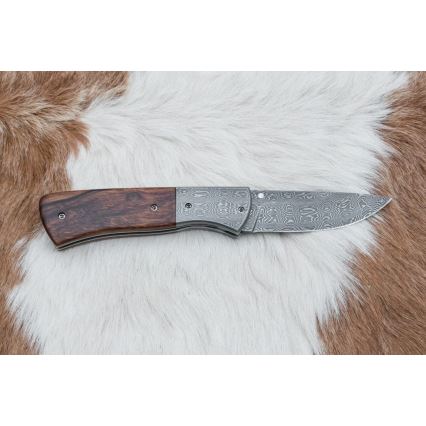 Faca Damasco dobrável 8 cm ironwood